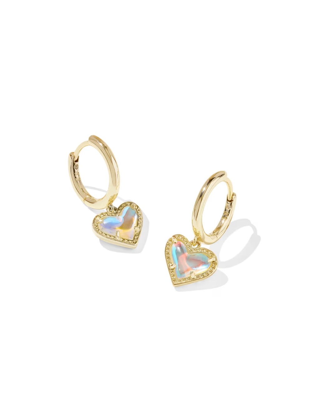Ari Heart Gold Huggie Earrings in Dichroic Glass - Kendra Scott